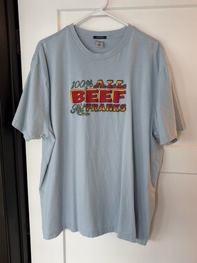 100% All Beef Franks Graphic Tee - Light Blue